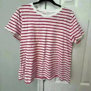 Jcrew Women’s Large Purple and white stripe girlfriend tshirt